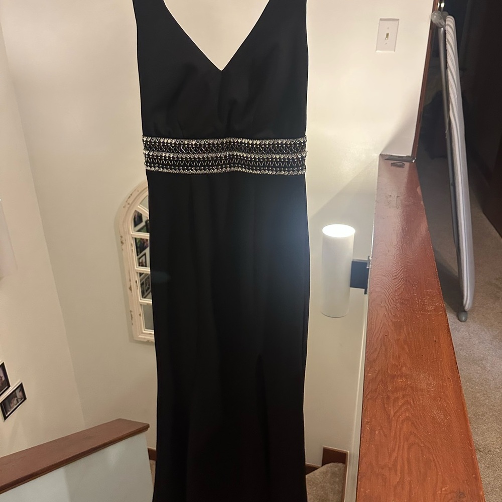 Bardot Black Backless Dress with Embellished Waist